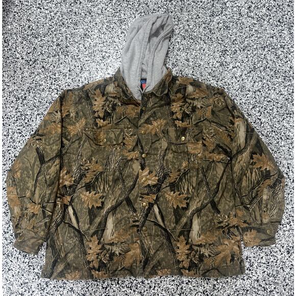 Vintage 90's Puritan Brand Mens Hunting Camo Fleece Lined Hoodie Jacket XL EUC - Picture 1 of 9